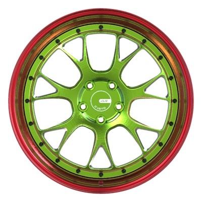 China Two Piece Custom Forged Wheels Green Center PCD 5-108 22 Inch Polished Rims for sale