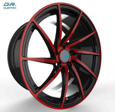 China PCD 120 18 Inch Monoblock Wheels 6061 T6 Alloy Red Black Face for sale