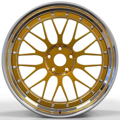 China 2 Piece Deep Dish Forged Wheels Rims 23 Inch Brushed Gold Disk for sale