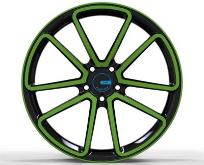China Passenger Car One Piece Forged Wheels Black Green 18x8 22 Inch for sale