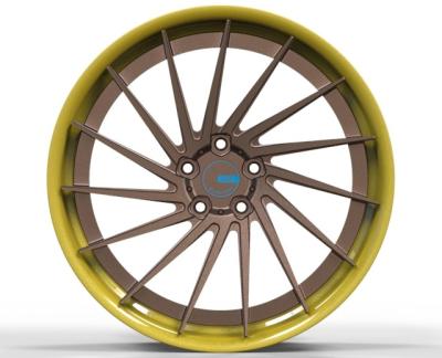 China Toyota Matt Bronze Two Piece Forged Wheels Multi Spoke Step Lip Concave Wheels for sale