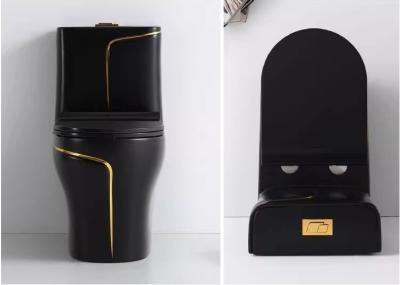 Quality Black and Gold Toilet Matt Flushing S-Trap One Piece Vanity Toilete for Foshan for sale