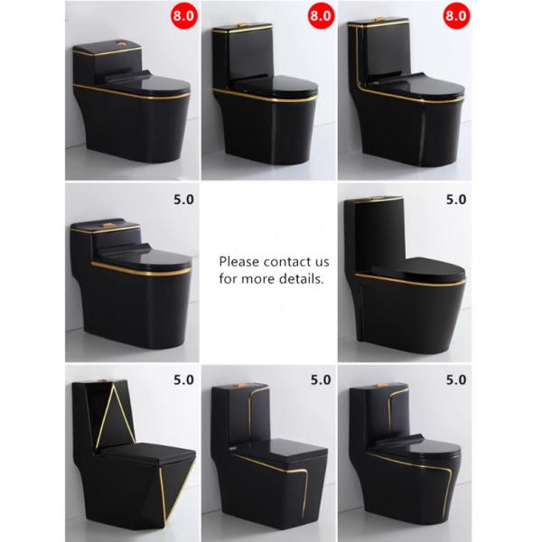 Quality Black and Gold Toilet Matt Flushing S-Trap One Piece Vanity Toilete for Foshan for sale