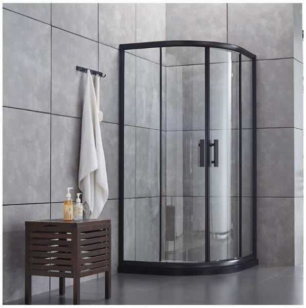 Quality Simple Modern Shower Door with Half Round Sliding Enclosure and Ceramic Tray for sale