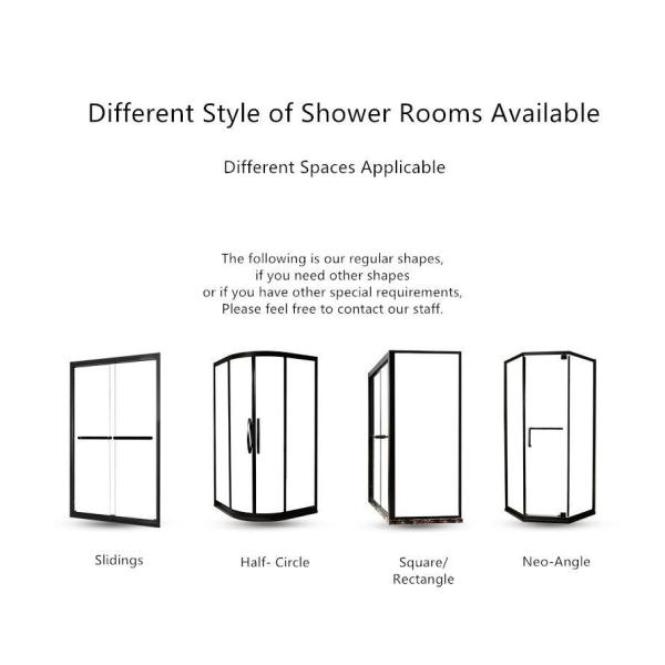 Quality Simple Modern Shower Door with Half Round Sliding Enclosure and Ceramic Tray for sale