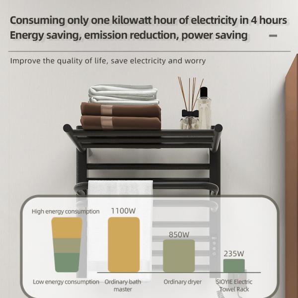Quality Electric Heated Space Aluminum Bathroom Towel Warmer and Drying Rack for Modern for sale