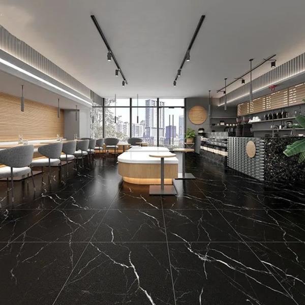 Quality GradeAAA Porcelain Tile Eco-Friendly Matte Black Marble Look for Natural Stone for sale