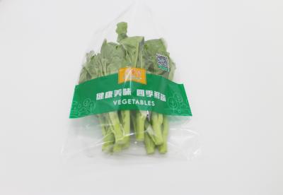 China Bolso de empaquetado de OPP de la fruta plástica de encargo al por mayor de las verduras frescas con los agujeros de respiradero y la manija del sacador en venta