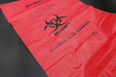 China Customized Red Plastic Biohazard Medical Waste Bag For Hospital Pharmacy Clinic for sale