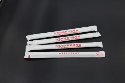 中国 Disposable PLA Biodegradable Drinking Straw Compostable Individually Packaged Smoothie Transparent 販売のため