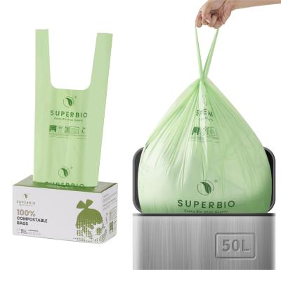 China PLA Compostable Plastic T Shirt Shopping Bags Biodegradable Eco Friendly for sale
