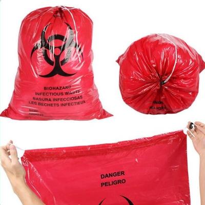China LDPE Medical Autoclavable Biohazard Bag Transparent Red Clinical Waste Bags for sale