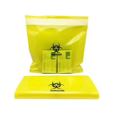 China Specimen Bio Waste Disposal Bags Yellow Medical Blood Sample With Document Pouch for sale
