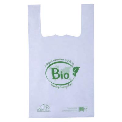 China Custom Printed Biodegradable T Shirt Bags Plastic PLA PBAT Cornstarch for sale