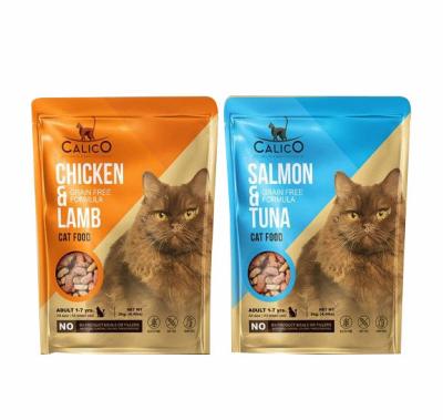 China Cat Food Aluminum Foil PET Food Packaging Bag Biodegradable Flat Bottom for sale