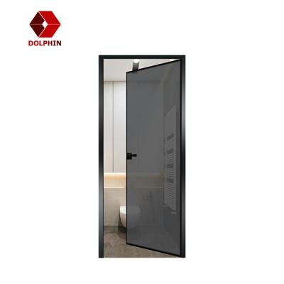 China Exterior Aluminum Casement Door Double Swing Narrow Thin Aluminium Frame Door for sale