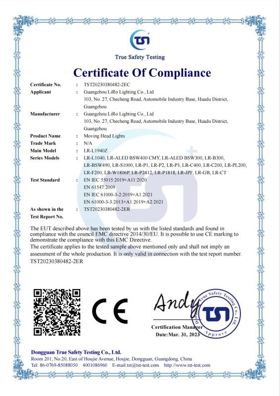 CE - Guangzhou LiRo Lighting Co., Ltd.