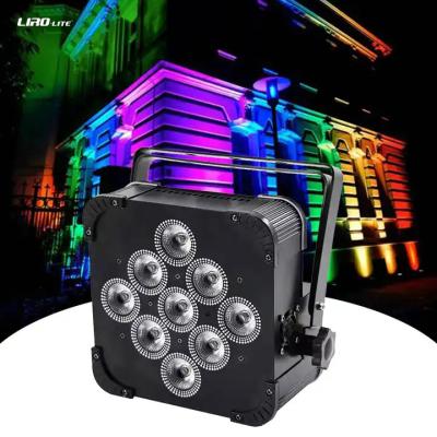 China 9pcs 18W RGBWAP 6in1 LED Battery Powered LED Uplight Par Cans for sale