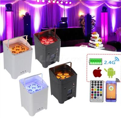 Chine 6X18W RGBWA Dj Stage Lighting UV Batterie alimentée par des luminaires de mariage LED Uplight sans fil à vendre