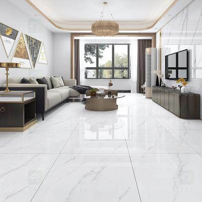 China Carrara White Vitrified Glazed Ceramic Tile For Floor 60x60 cm for sale