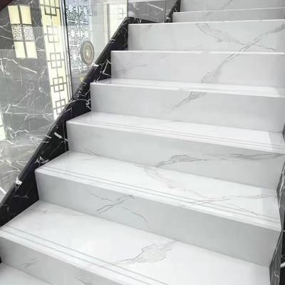 China Carrara White Ceramic Stairs Floor Step Tiles Acid Resistant for sale