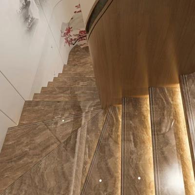 China Modern Staircase Porcelain Tile Steps Anti Slip Full Body Groove Integrated Contemporary for sale