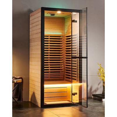 China Canadian Hemlock Spectrum 1 Person Dry Steam Infrared Sauna Room Home Spa Fitness for sale