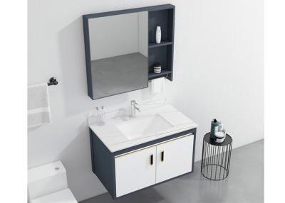 China Bathroom Wall Mounted White High Glossy Painting PVC Ceramic Basin Vanity With Mirror for sale