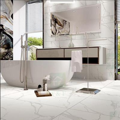 China White Marble Look High Glossy Porcelain Floor Tiles 60x60cm Anti - Fouling for sale