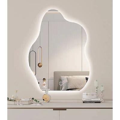 China Irregular Cloud Shaped Wall Hanging Decor Mirror Smart Led Wall Mirror For Bathroom for sale