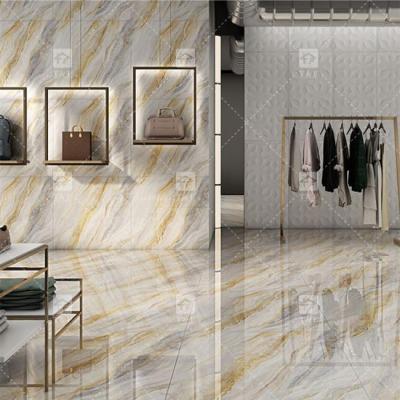 China Luxury Full Body Marble High Glossy Porcelain Glazed Tiles For Living Room for sale