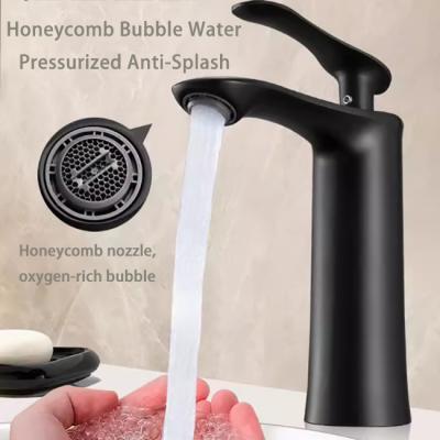 China Black Wash Basin Hot And Cold Faucet Bathroom Copper Faucet for sale
