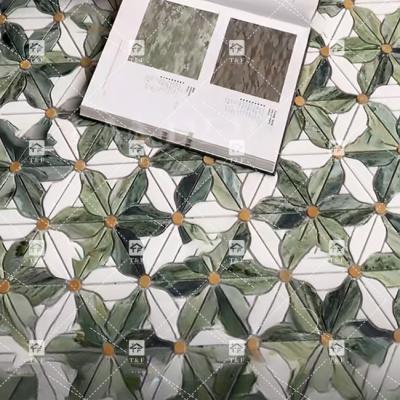 China Natürlicher Stein Marmor Mosaik Fußboden Wandfliesen Blumenmuster Für Bad Mosaikfliesen zu verkaufen