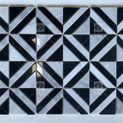 China Black And White Marble Stone Mosaic Tile For Wall Kitchen Backsplash Wear Resistant for sale