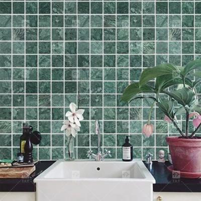 China Natural Marble Mosaic Polished Swimming Pool Tile Green Square Shape Home Decoration for sale