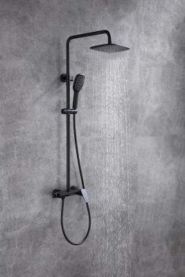 China Brass Matte Black Shower Faucet Set Chrome Nickle Surface finishing for sale