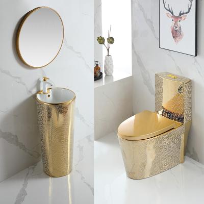 China T&F OEM Bathroom Toilet Bowl Gold Ceramic One Piece Western Toilet for sale