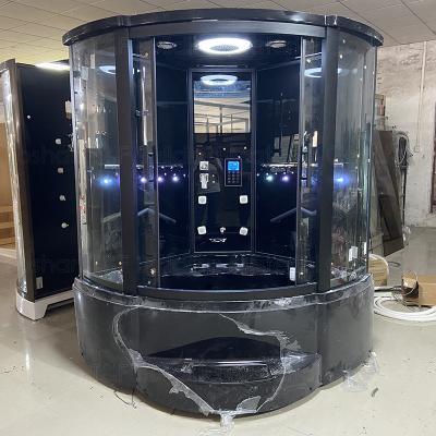 China Bathroom Aluminum Frame Tempered Glass Black Steam Shower Enclosure Room for sale