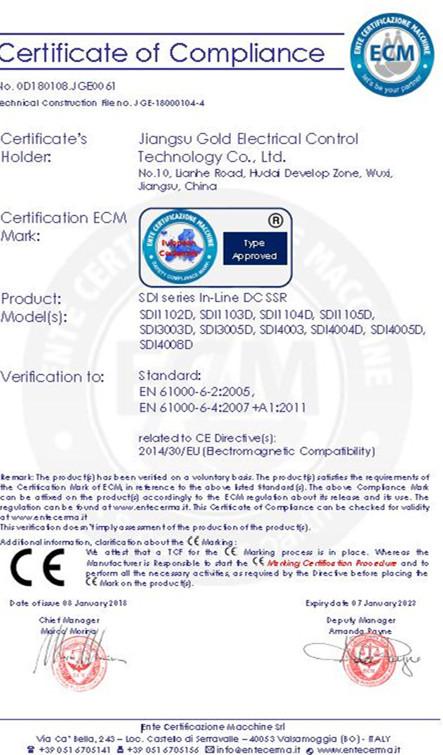 CE - Jiangsu Gold Electrical Control Technology Co., Ltd.