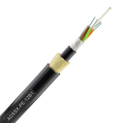 China 196C SM G652D ADSS Fiber Optic Cable Dielectric Outdoor Black Jacket 3KM/Drum for sale