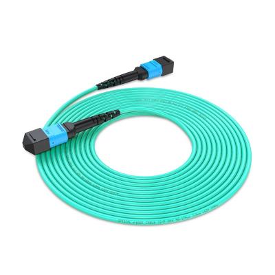 China 12 Fiber LSZH 10M TYPE B Mpo To Mpo Fiber Cable OM3 Fiber Patch Cord for sale