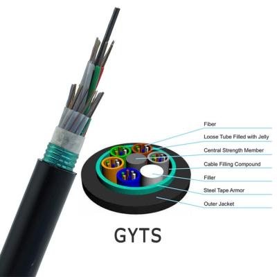 China Black MDPE Jacket GYTS 96 Core Fiber Optic Cable Outdoor Duct Optical Fiber Cable for sale
