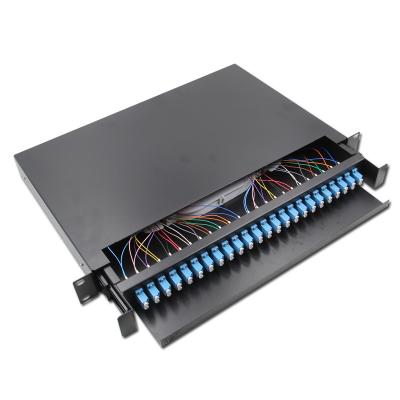 China 24Port 48 Core LC Splicing Fiber Patch Panel Cabinet / ODF Fiber Box for sale