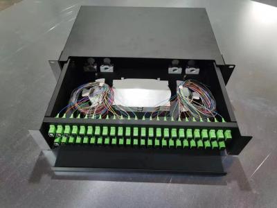 China 2U 48 tipo diapositiva del cajón del panel de remiendo de la fibra óptica del SC de la base 24Port hacia fuera en venta