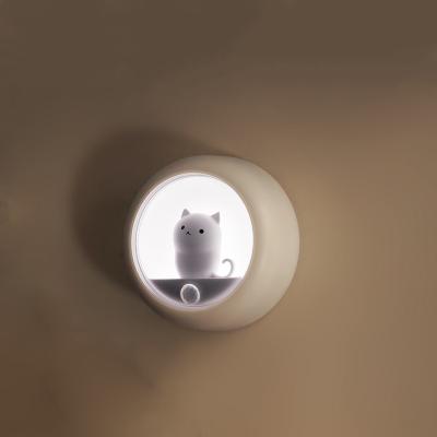 China 800mAh Pink Rechargeable Motion Sensor Cat Night Light For Bedroom for sale