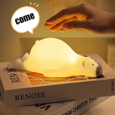 China Gift Led Children Sleeping Night Light Rechargeable Silicone Squishy Bear Desktop for sale