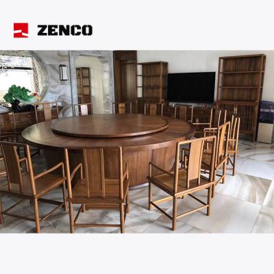 China Set de comedor de estilo chino de madera maciza con mesa giratoria 12 sillas y 2 armarios de vino en venta