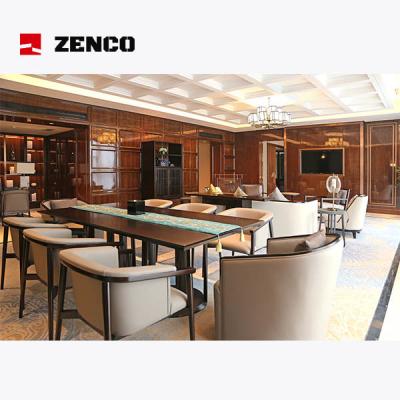 China Hotel Meeting Room Furniture Includ Solid Wood Loog Meeting Table With 8 Meeting Chairs for sale