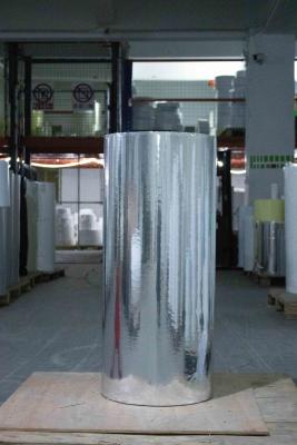 China Pneumático de goma pegamento ligero plata BOPP Jumbo Roll Etiqueta 75μ de espesor de la cara plata en venta