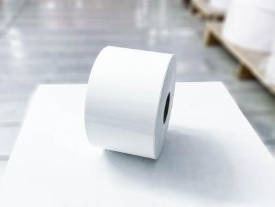 China Waterproof Glossy Paper Adhesive Roll Label Materials  140u Paper Thickness for sale